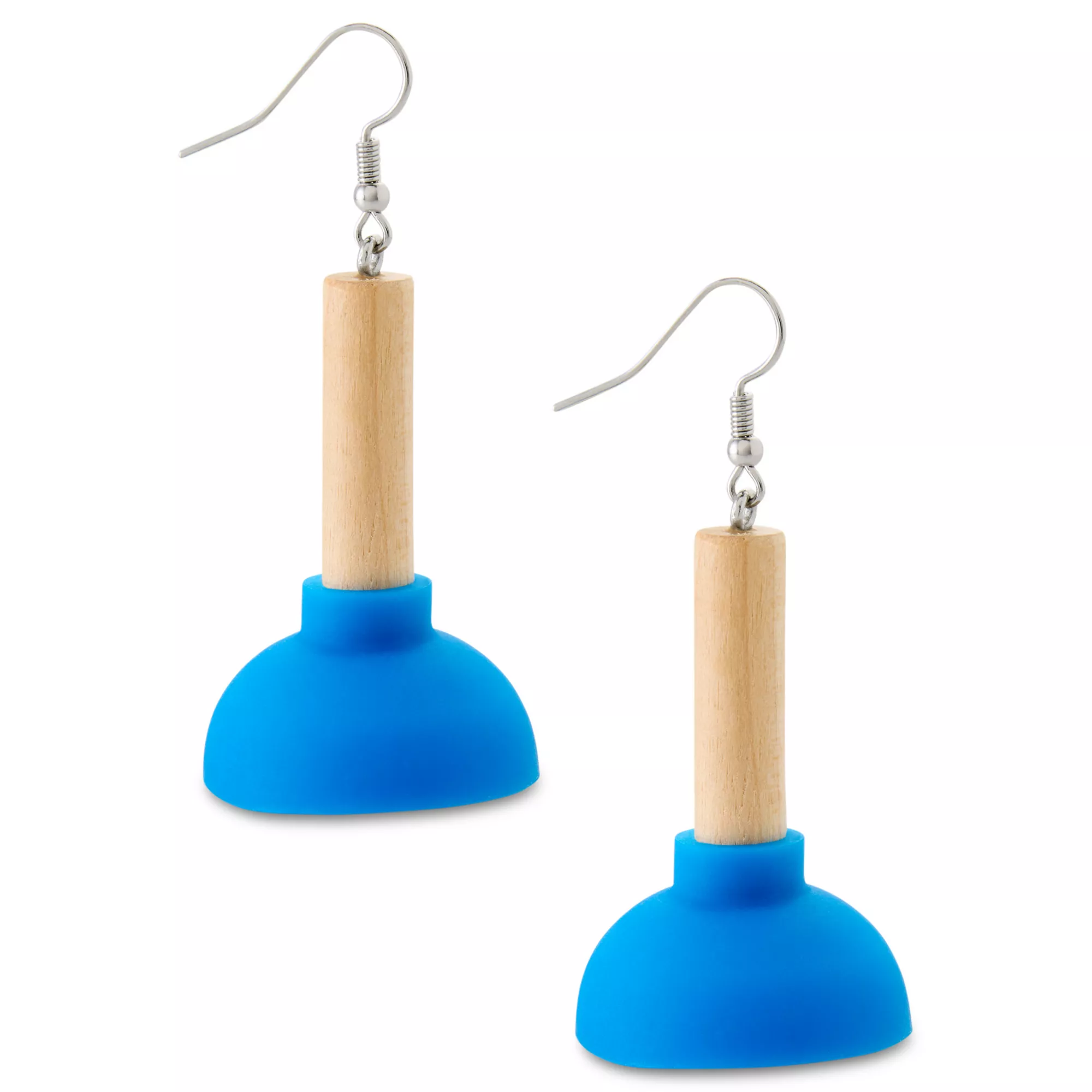 Blue Plunger Dangle Earrings
