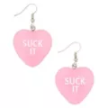 Suck It Heart Lollipop Dangle Earrings at Spencer's