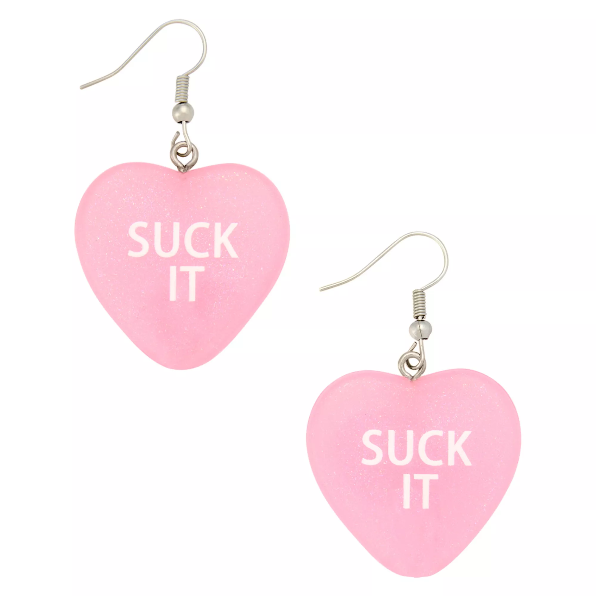 Suck It Heart Lollipop Dangle Earrings