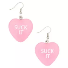 Suck It Heart Lollipop Dangle Earrings at Spencer's