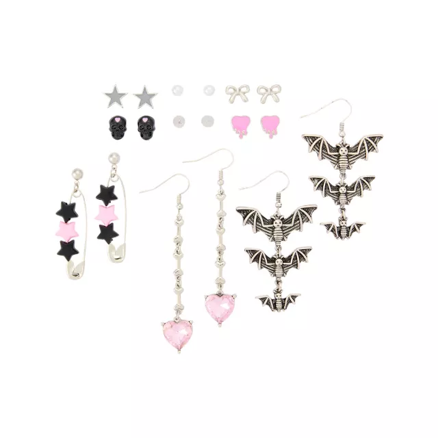 Multi-Pack Gothic Pink Pastel Stud and Dangle Earrings - 9 Pack at Spencer's