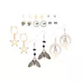 Multi-Pack Assorted Skull Moth Star Stud and Dangle Earrings - 9 Pair at Spencer's
