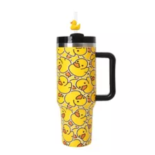 Rubber Duck Print Travel Tumbler with Straw and Charm - 40 oz. at Spencer's
