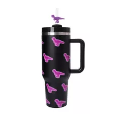 Velociraptor Print Travel Tumbler with Straw and Charm - 40 oz. at Spencer's