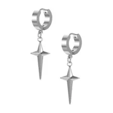 Star Silver-Tone Dangle Huggie Hoop Earrings - 20 Gauge at Spencer's