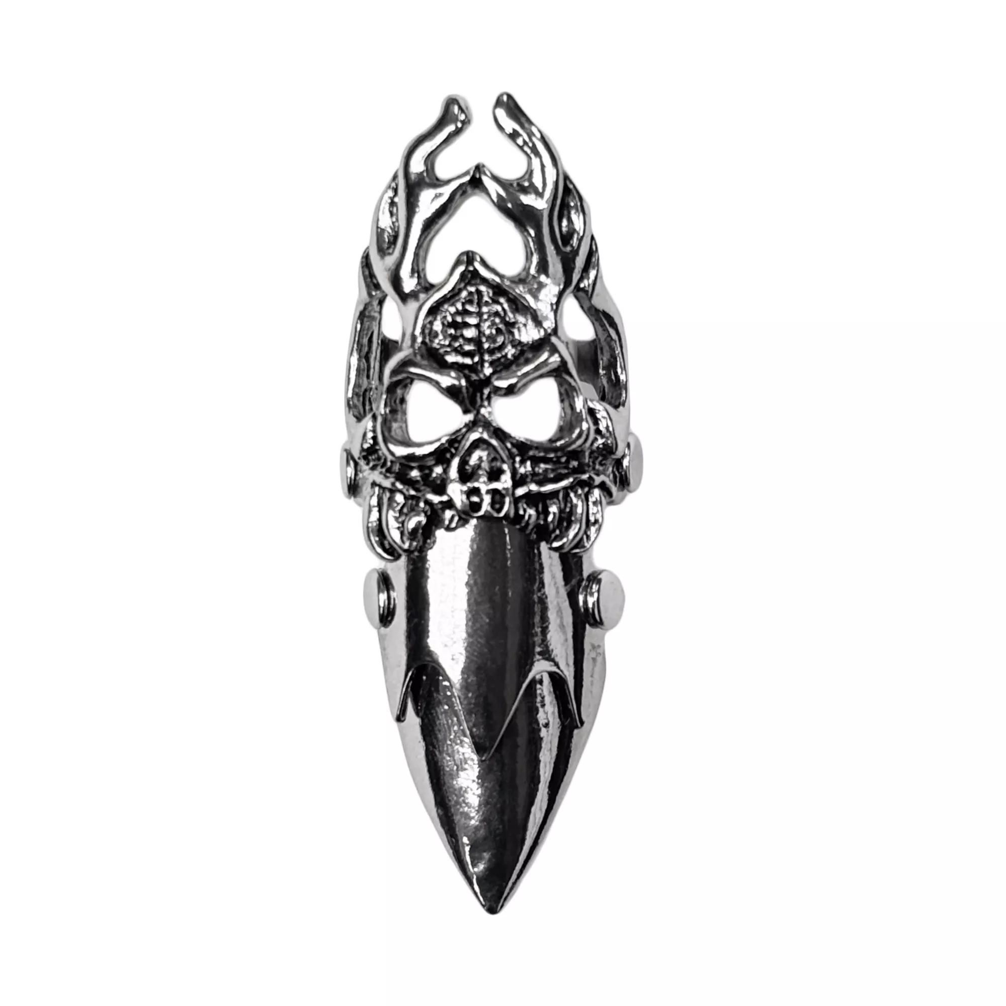 Flaming Skull Drip Silver-Tone Finger Armor