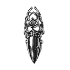 Flaming Skull Drip Silver-Tone Finger Armor at Spencer's