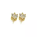 CZ 14K Gold-Plated Round Crown Stud Earrings - 20 Gauge at Spencer's