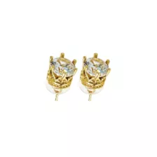 CZ 14K Gold-Plated Round Crown Stud Earrings - 20 Gauge at Spencer's