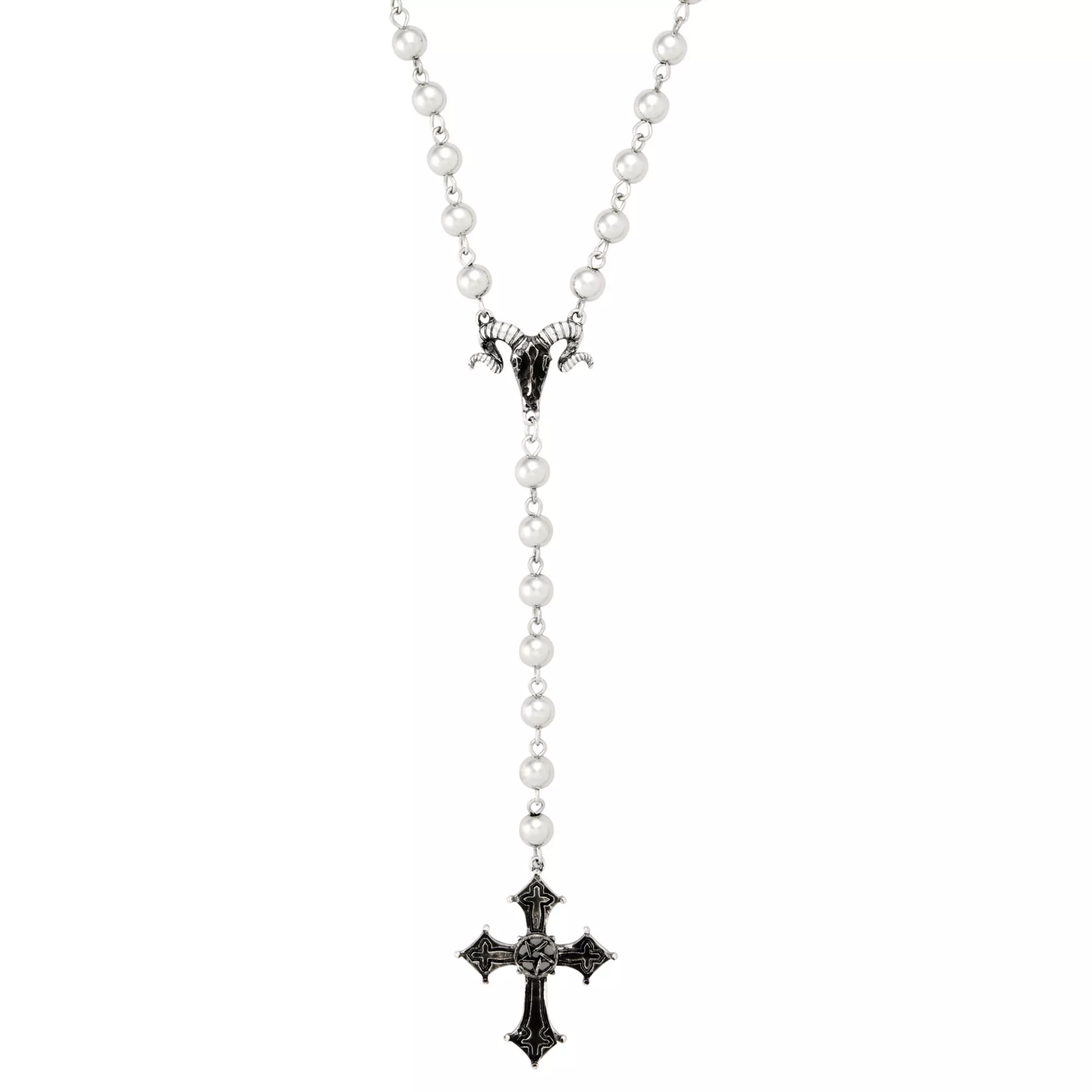 Gothic Ram Head Rosary Necklace