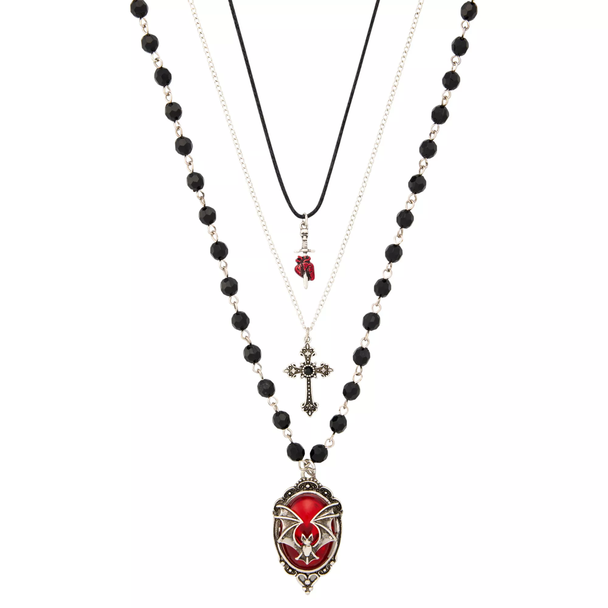 Multi-Pack Bat Cross and Dagger Chain Necklaces - 3 Pack at Spencer's