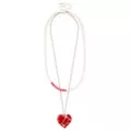2 Row Meat Heart Pearl-Effect and Chain Necklace at Spencer's