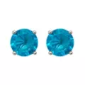 Blue CZ Round Silver-Tone Stud Earrings - 20 Gauge at Spencer's