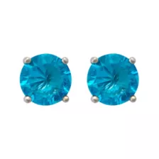 Blue CZ Round Silver-Tone Stud Earrings - 20 Gauge at Spencer's