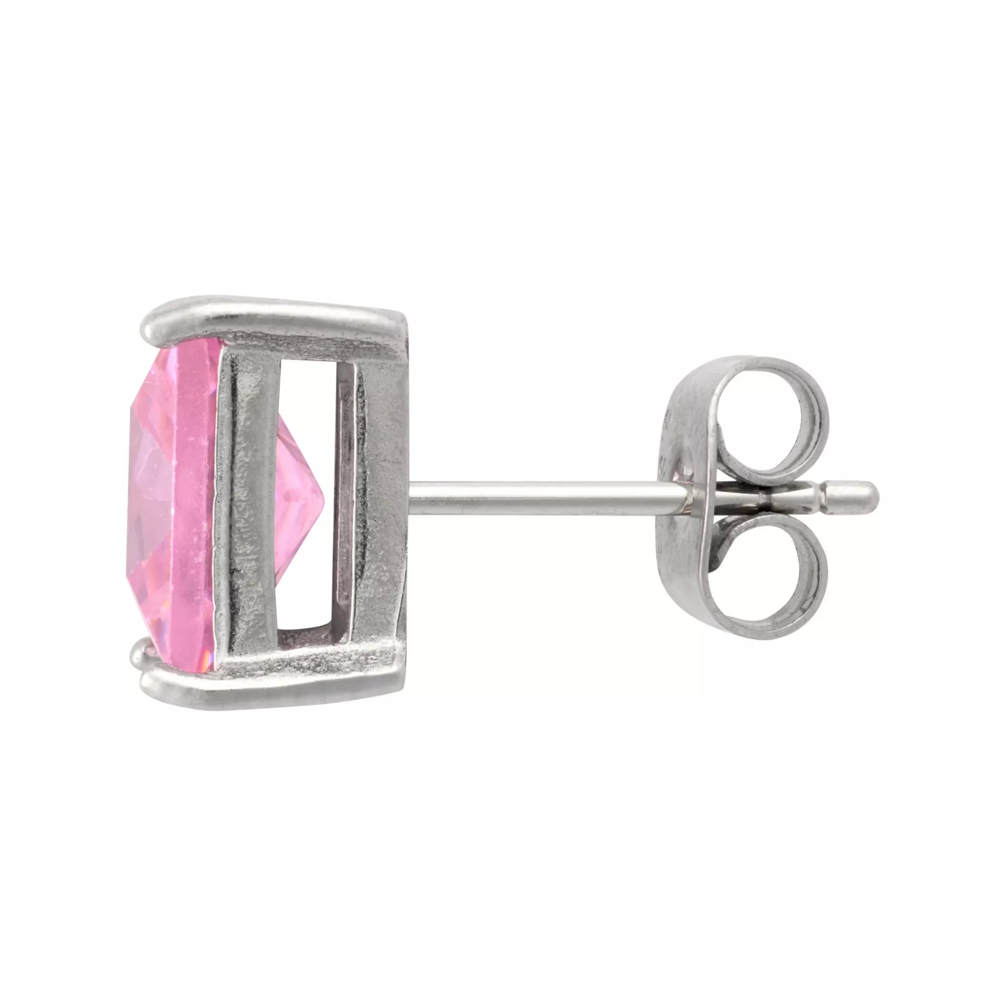 CZ Square Silver-Plated Stud Earrings