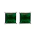 Green CZ Square Silver-Plated Stud Earrings - 20 Gauge at Spencer's