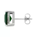 Green CZ Square Silver-Plated Stud Earrings - 20 Gauge at Spencer's