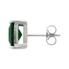 Green CZ Square Silver-Plated Stud Earrings - 20 Gauge at Spencer's