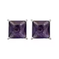 Purple CZ Square Silver-Plated Stud Earrings - 20 Gauge at Spencer's