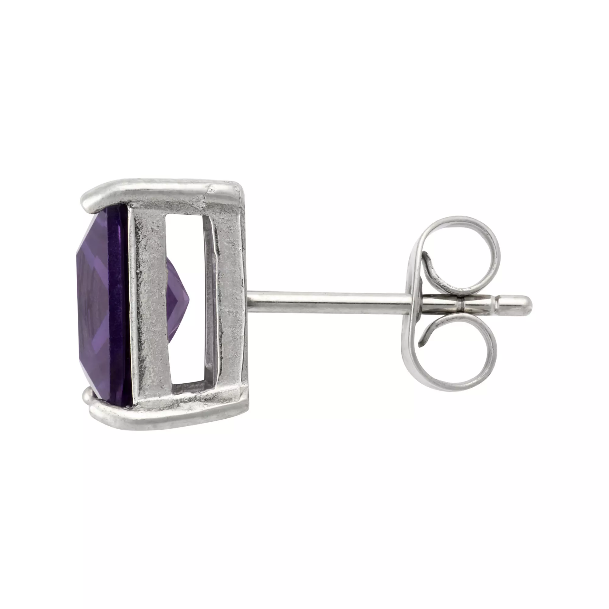 Purple CZ Square Silver-Plated Stud Earrings - 20 Gauge at Spencer's