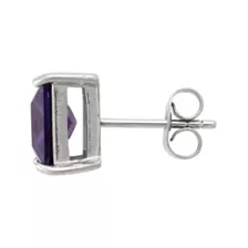 Purple CZ Square Silver-Plated Stud Earrings - 20 Gauge at Spencer's