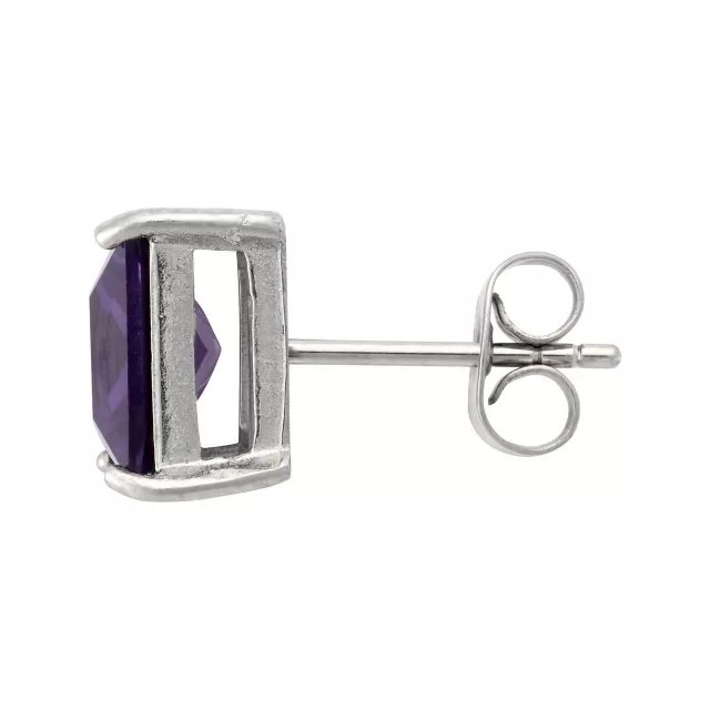 Purple CZ Square Silver-Plated Stud Earrings - 20 Gauge at Spencer's