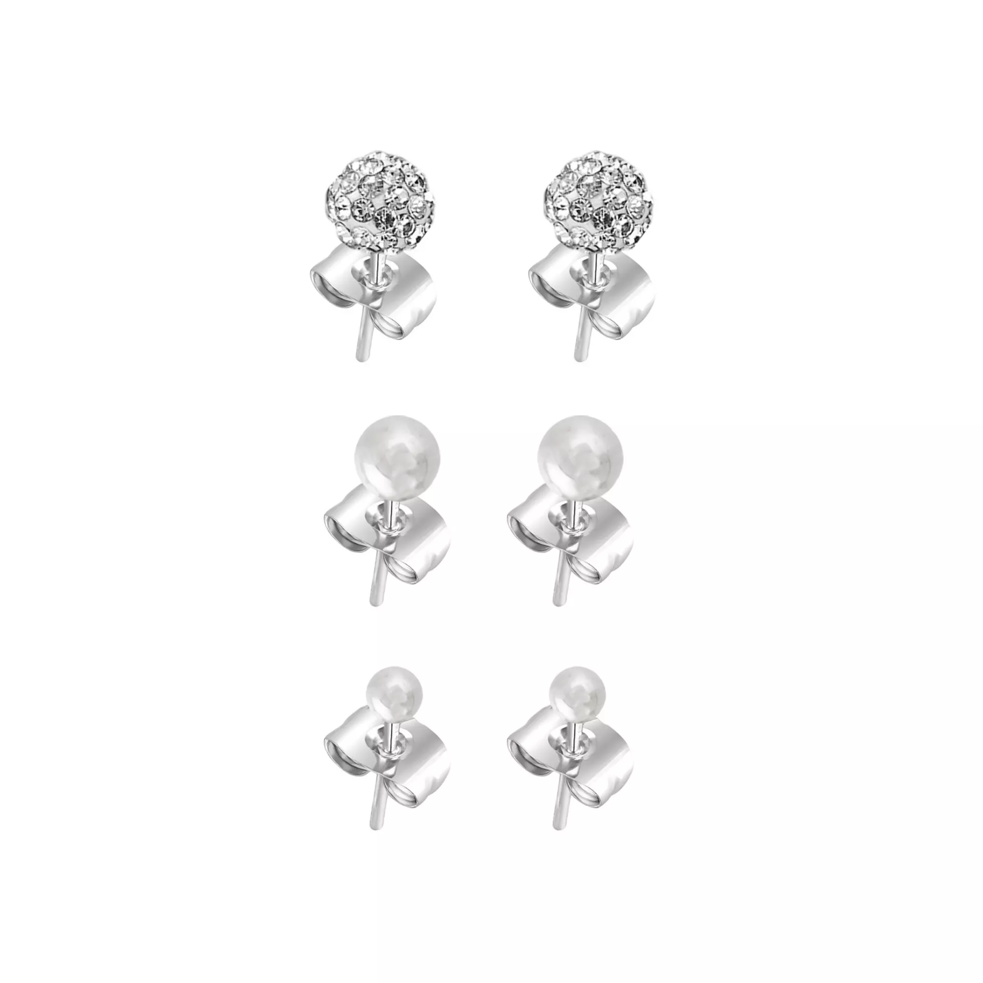 Multi-Pack Cluster CZ and Ball End Stud Earrings 3 Pair - 20 Gauge at Spencer's