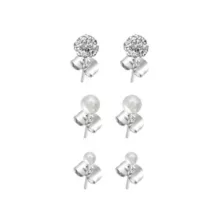 Multi-Pack Cluster CZ and Ball End Stud Earrings 3 Pair - 20 Gauge at Spencer's
