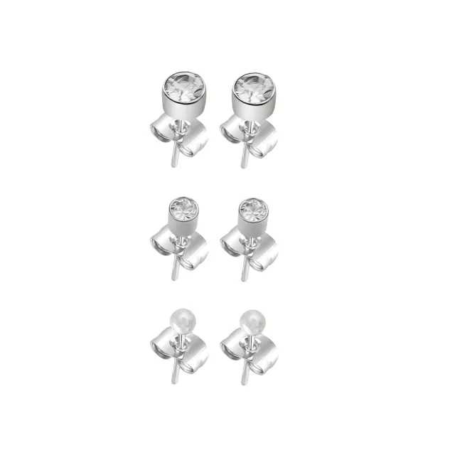 Multi-Pack Round CZ Basic Stud Earrings 3 Pair - 20 Gauge at Spencer's