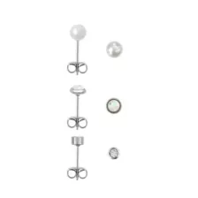 Multi-Pack CZ Pearl-Effect and Opal-Effect Stud Earrings 3 Pair - 20 Gauge at Spencer's