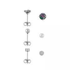 Multi-Pack Black CZ and Classic End Stud Earrings 3 Pair - 20 Gauge at Spencer's