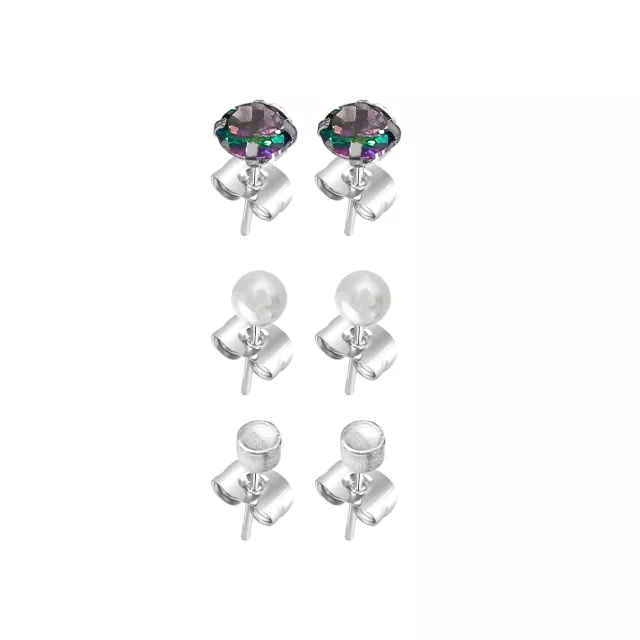 Multi-Pack Black CZ and Classic End Stud Earrings 3 Pair - 20 Gauge at Spencer's