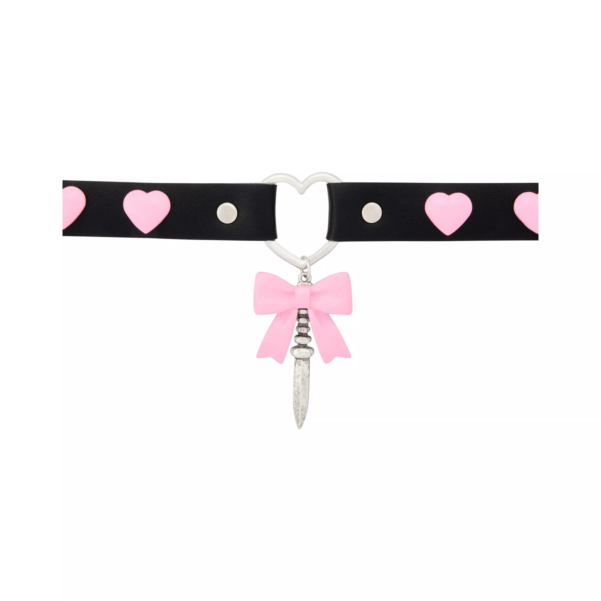 Pink Bow Heart Dagger Choker Necklace
