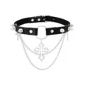Cross Spike Draped Double Chain Choker Necklace at Spencer's