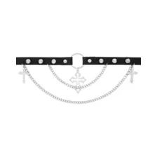 Cross Spike Draped Double Chain Choker Necklace at Spencer's