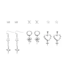 Multi-Pack Barbed Wire Heart Silver-Tone Earrings - 6 Pair at Spencer's