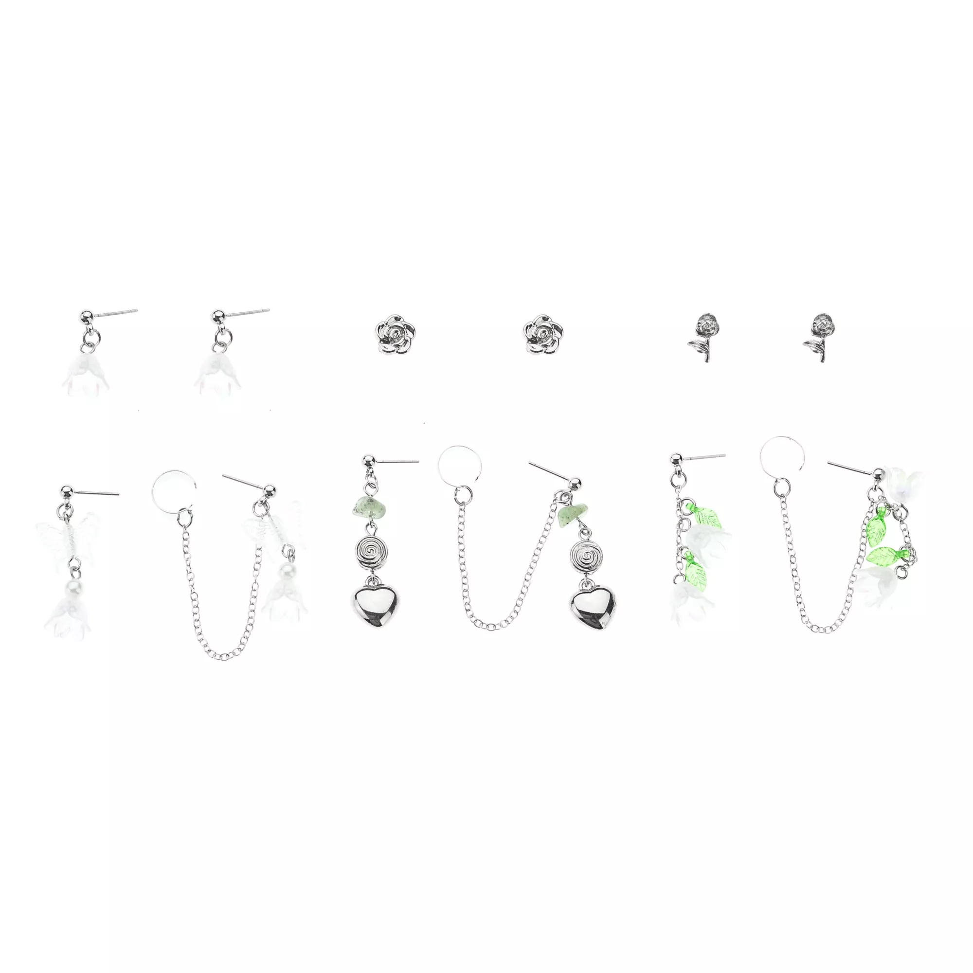 Multi-Pack Floral Fairycore Silver-Tone Earrings - 6 Pack at Spencer's