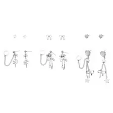 Multi-Pack Star Bow Silver-Tone Earrings - 6 Pack at Spencer's