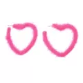 Pink Fur Heart Hoop Earrings at Spencer's