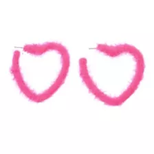 Pink Fur Heart Hoop Earrings at Spencer's