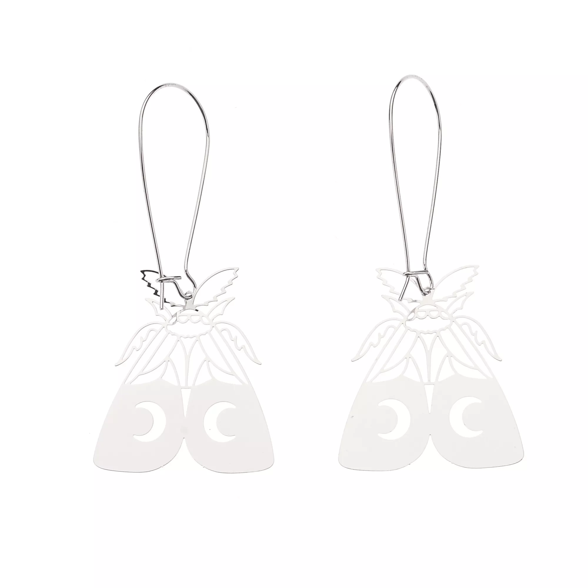 Moon Moth Silver-Tone Dangle Earrings