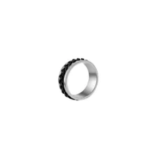 Silver-Tone Black Chain Link Ring at Spencer's