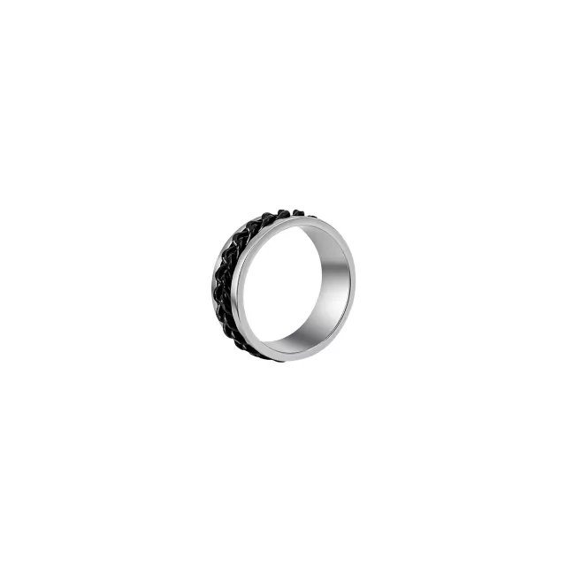 Silver-Tone Black Chain Link Ring at Spencer's