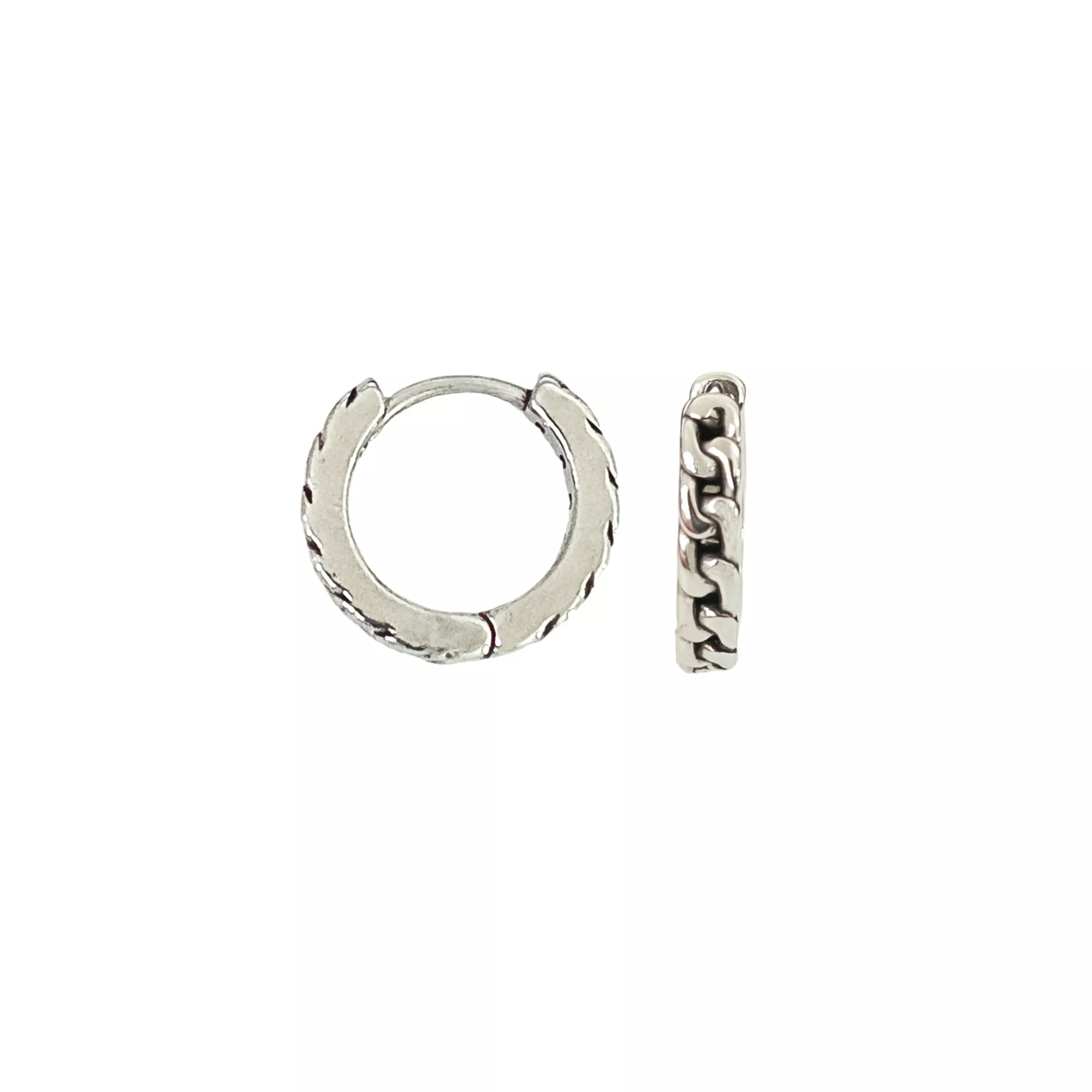 Figaro Link Silver-Tone Huggie Hoop Earrings - 18 Gauge