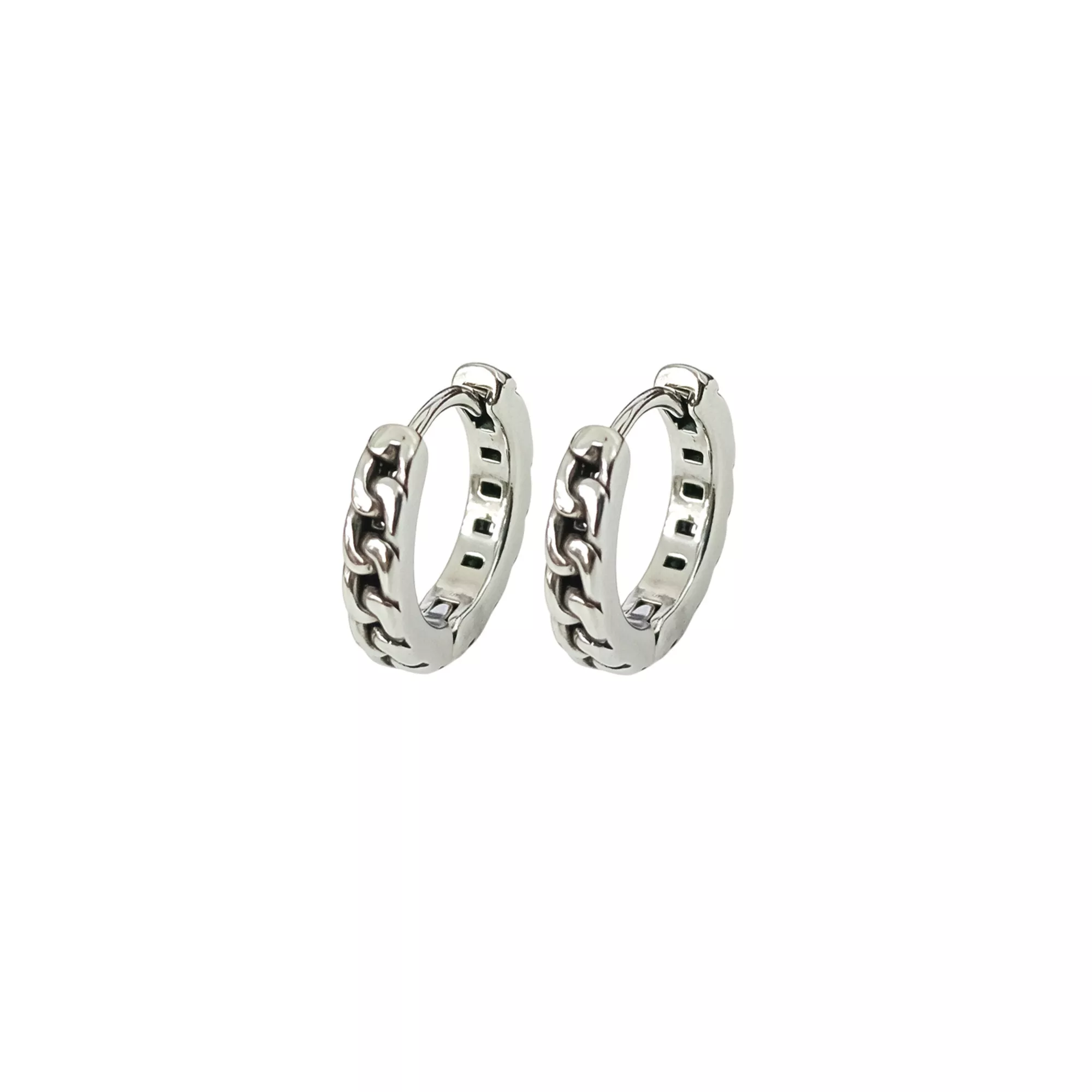 Figaro Link Silver-Tone Huggie Hoop Earrings - 18 Gauge