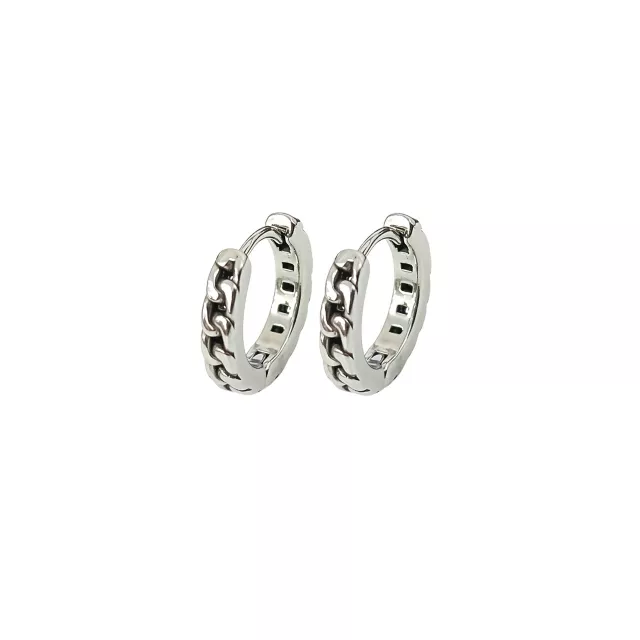 Figaro Link Silver-Tone Huggie Hoop Earrings - 18 Gauge at Spencer's
