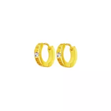 Clear CZ Greek Meander Pattern Gold-Tone Huggie Hoops - 18 Gauge at Spencer's