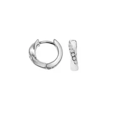 Clear CZ Silver-Tone Twisted Hoop Earrings - 18 Gauge at Spencer's