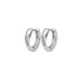 Clear CZ Silver-Tone Twisted Hoop Earrings - 18 Gauge at Spencer's
