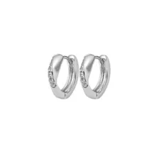 Clear CZ Silver-Tone Twisted Hoop Earrings - 18 Gauge at Spencer's